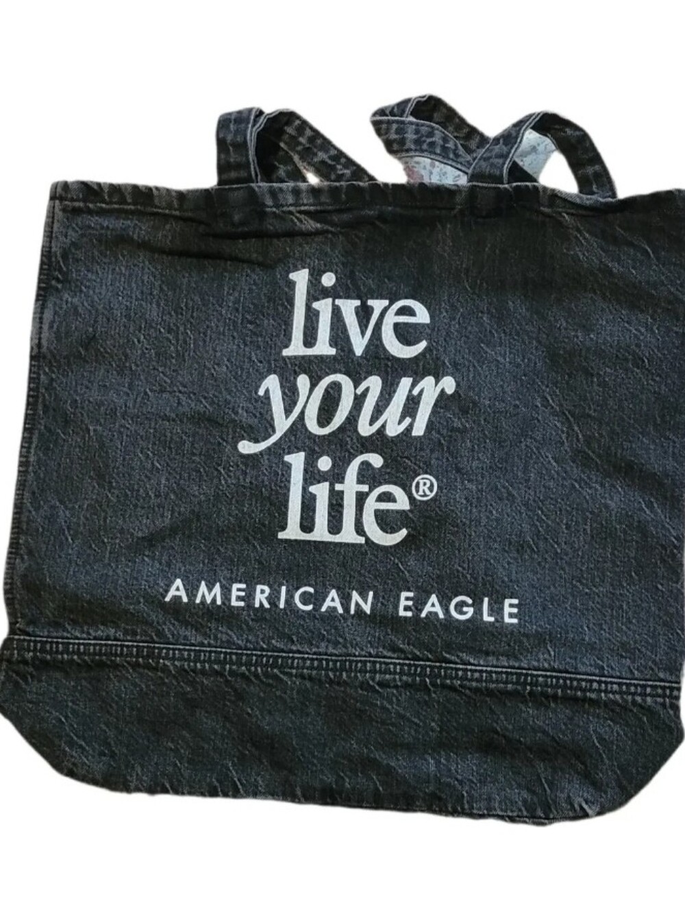 American Eagle Outfitters Black Canvas Tote with White Logo